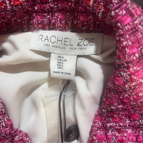 Rachel Zoe pink/black/white plaid boucle crop jacket new with tags - Picture 7 of 7